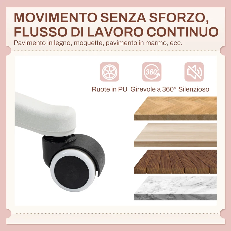 HOMCOM Sedia da Scrivania a Orecchie di Coniglio ad Altezza Regolabile e Rivestita in Pile Teddy Rosa, 53x53x70-84 cm