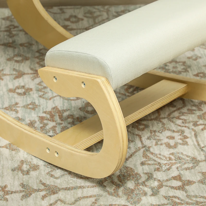 HOMCOM Ergonomischer, schaukelnder Kniehocker für Homeoffice, zur Verbesserung der Körperhaltung, Creme(m-9)