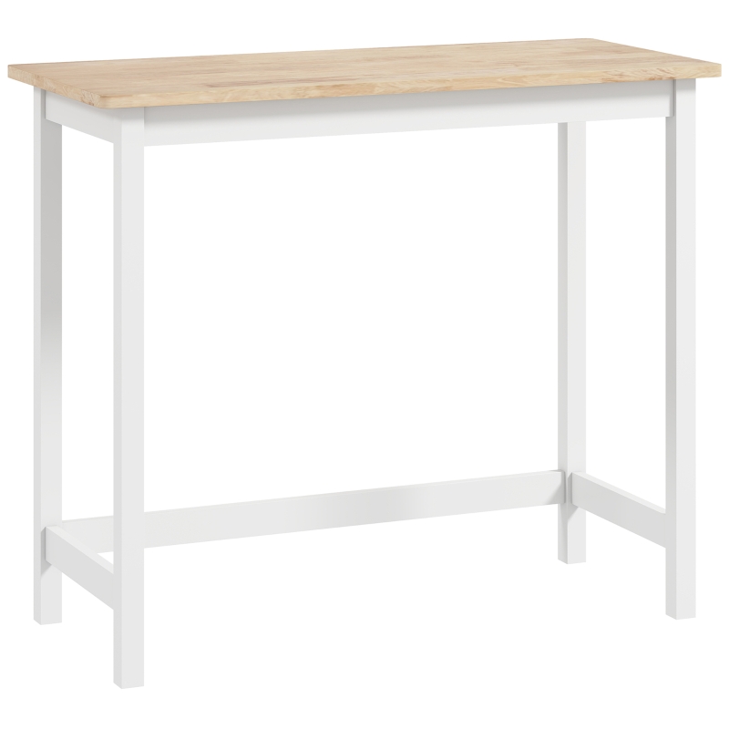 HOMCOM Mesa alta de bar, estilo roble, compacta, capacidad para 2 personas, madera natural + blanco