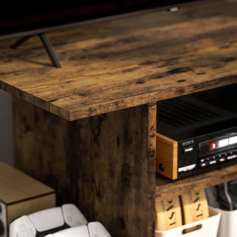 HOMCOM Mobile Porta TV Moderno con Ripiani, Ruote Girevoli e Freni, 80x40x40 cm, Marrone Rustico