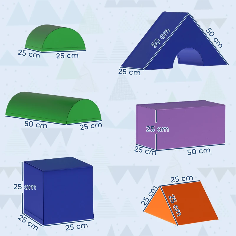 HOMCOM Parcours motricité bébé 11PCS, module motricité bébé en mousse EPE avec housse en revêtement synthétique, blocs mousse de construction, jouets éducatifs pour enfants de 1-3 ans, multicolore(m-3)