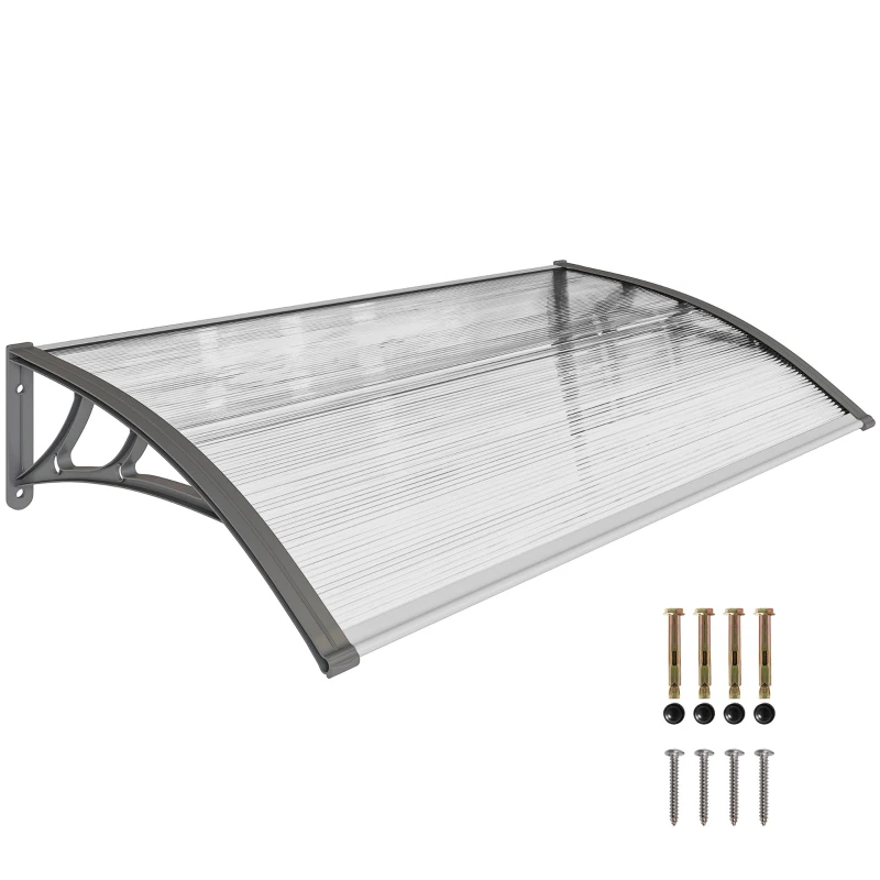 Outsunny Tettoia Moderna in Policarbonato, Alluminio e PP per Balconi, Finestre e Porte, 110x60x18 cm