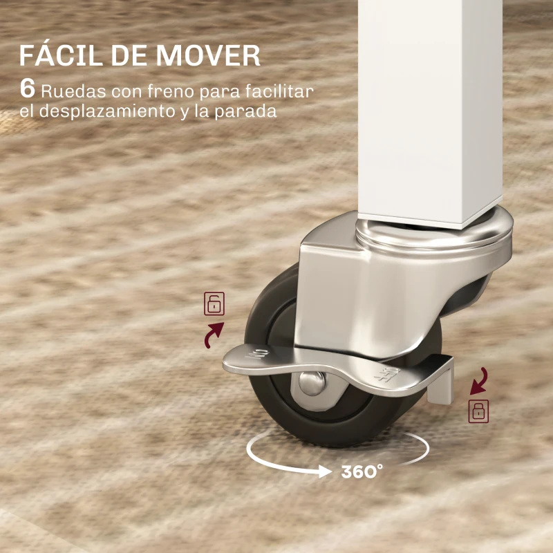 HOMCOM Mesa de Comedor Plegable para 4-6 Personas con Ruedas y Alas Abatibles Mesa Abatible para Cocina 120x80x73 cm Blanco