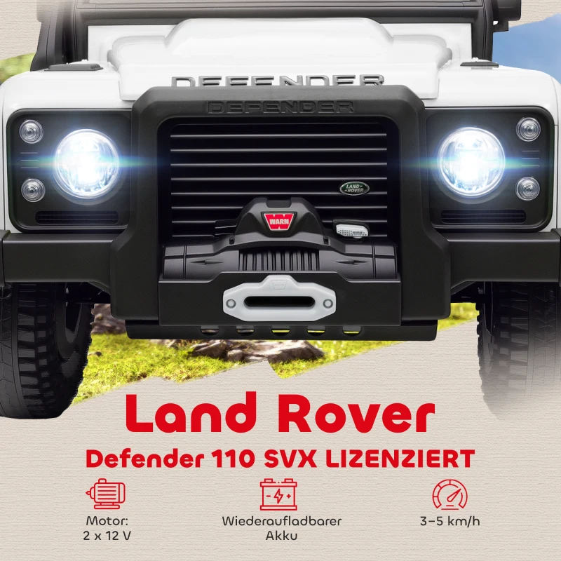 AIYAPLAY Kinder Elektroauto, 12V batterij-aangedreven, afstandsbediening, muziekfunctie, hoorn, LED-lampen, Wit