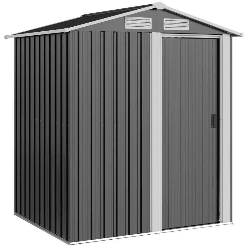 Outsunny Cobertizo Exterior 2m² 152x132x188 cmcon Puerta Corredera y Ventilaciones para Almacenamiento de Herramientas Gris