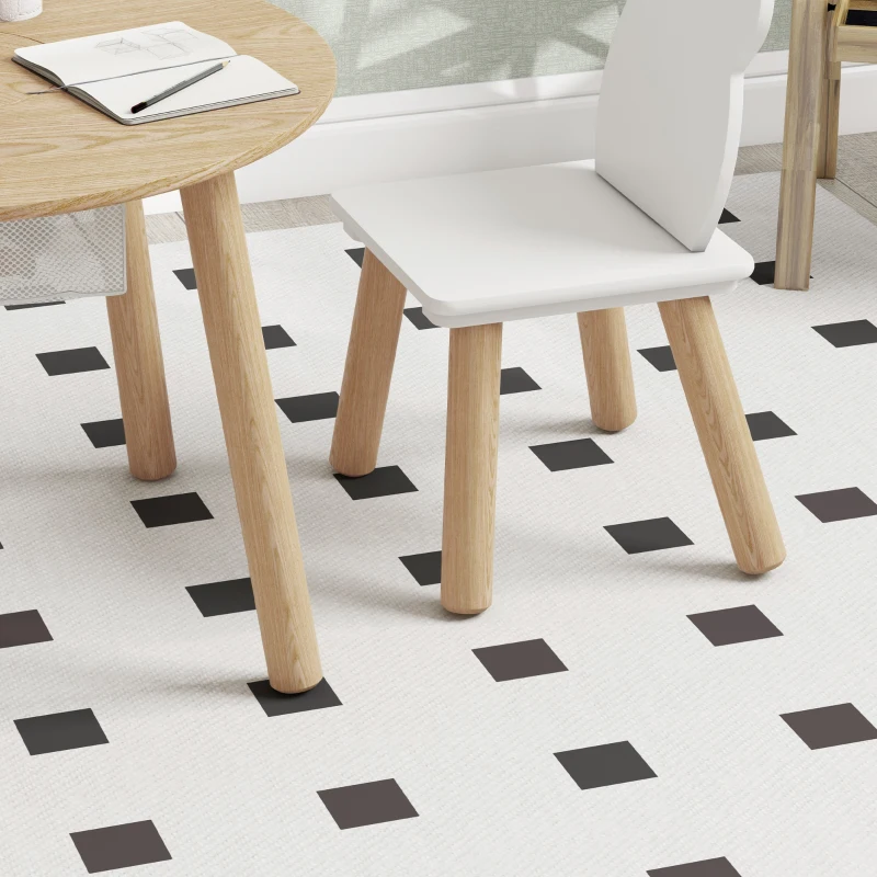 AIYAPLAY Ensemble 1 table ronde, 2 chaises pour enfant 3 pièces, dossier en forme d'ours, activités, bricolage, repas, 3-6 ans
