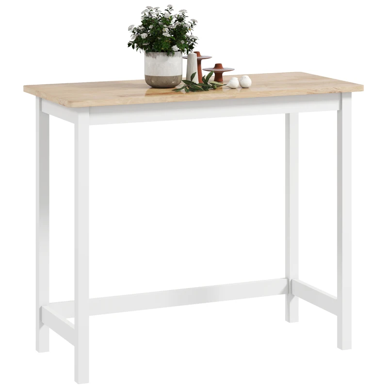 HOMCOM Tavolo da bar, Finitura in Rovere, compatto, Spazio per 2 persone, Legno Naturale+Bianco