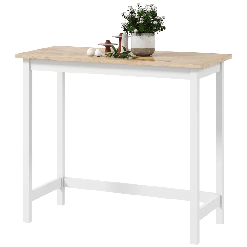 HOMCOM Mesa alta de bar, estilo roble, compacta, capacidad para 2 personas, madera natural + blanco