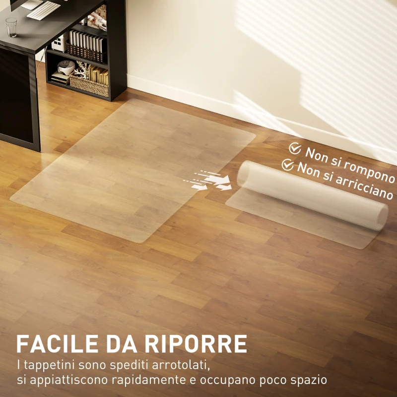HOMCOM Tappetino Salvapavimento 100x150 cm in Plastica Trasparente per Sedia da Ufficio