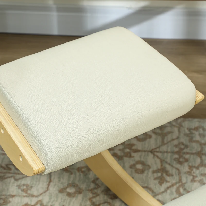 HOMCOM Ergonomischer, schaukelnder Kniehocker für Homeoffice, zur Verbesserung der Körperhaltung, Creme(m-8)