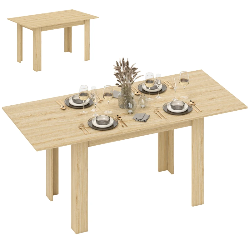 HOMCOM Tavolo Allungabile da Pranzo per 6-8 Persone, 140-180 x 80 cm, Colore Legno