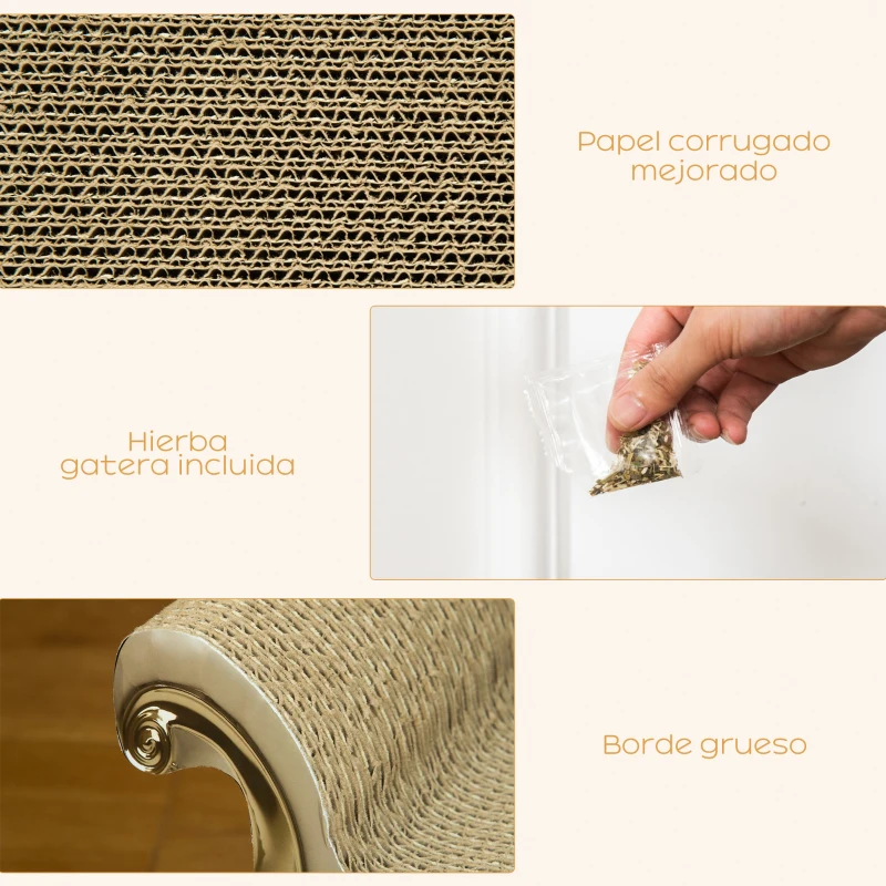 PawHut Rascador Cartón para Gatos en Forma de Sofá con Catnip para Interior 60x29,5x29 cm Marrón