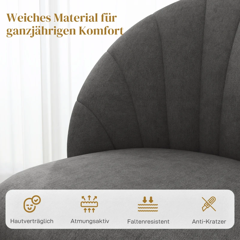HOMCOM 4-delige Set Eetkamerstoelen, Keukenstoelen in Fluweeloptiek, Stalen Poten, armloos, Grijs