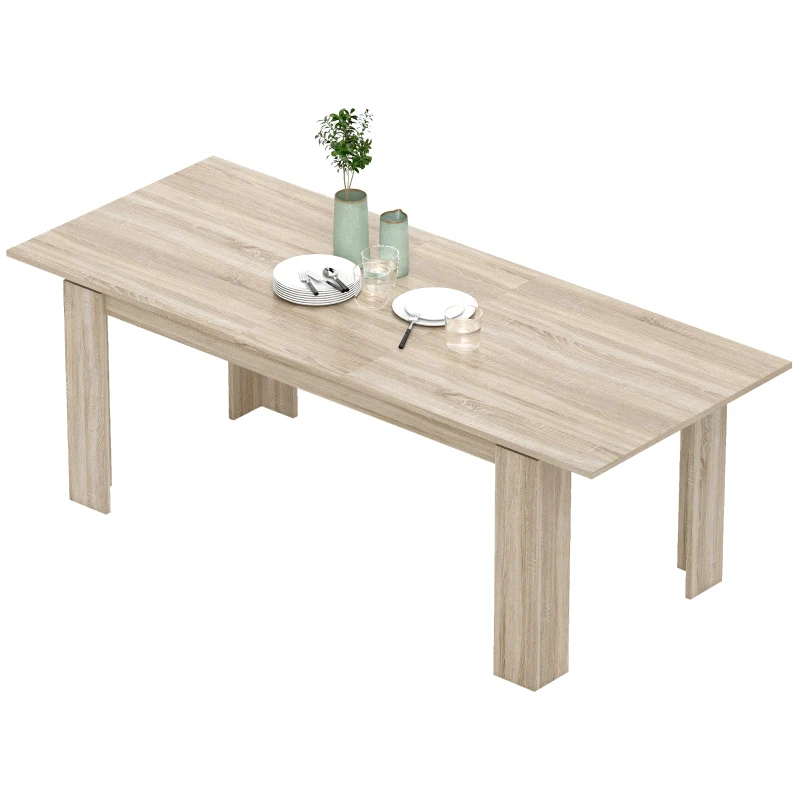 HOMCOM Table à manger extensible, extensible de 180 à 260 cm, pour 6-10 personnes, bois