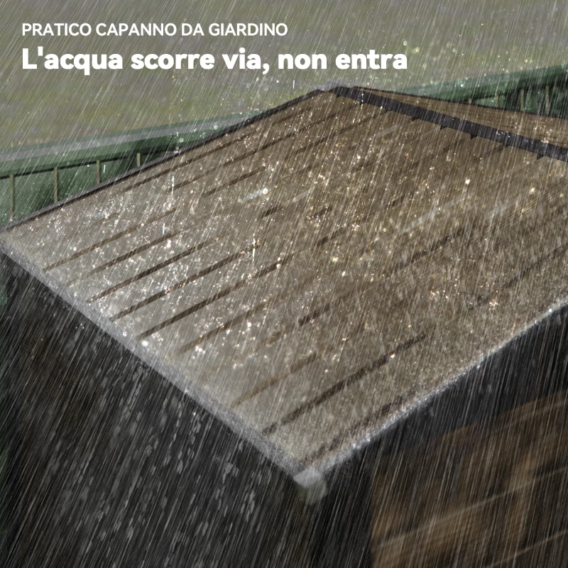 Outsunny Casetta da Giardino in Acciaio con Prese d'Aria e Catenaccio, 1.9x1.3m, Colore Quercia(m-8)