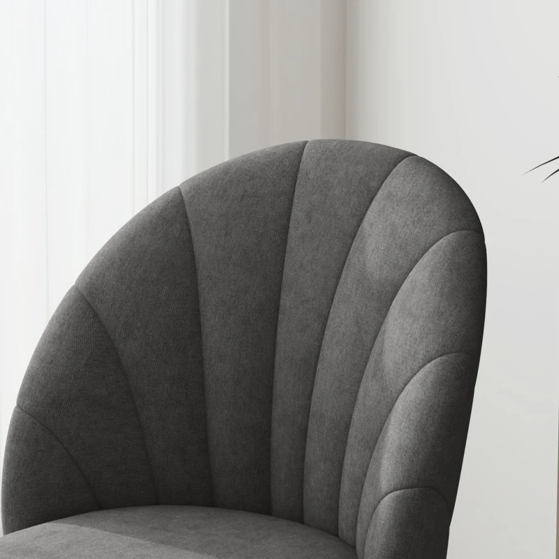 HOMCOM 4-delige Set Eetkamerstoelen, Keukenstoelen in Fluweeloptiek, Stalen Poten, armloos, Grijs