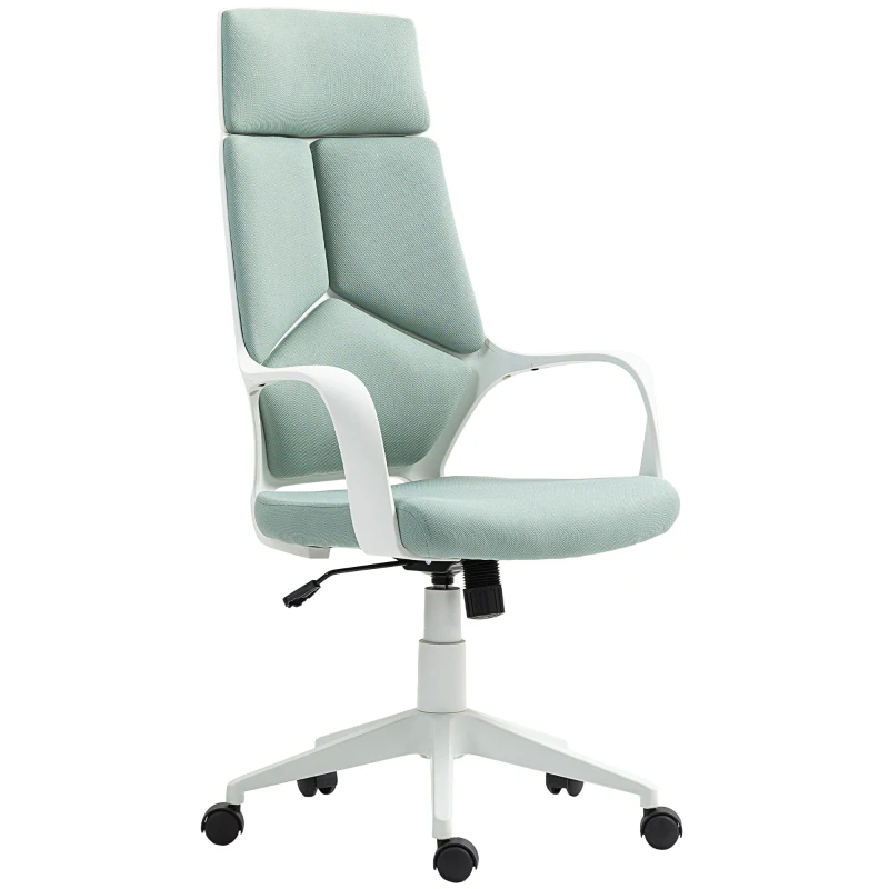 HOMCOM Chaise de Bureau en Tissu avec Fonction Balancier, Hauteur Réglable et Siège Pivotant, 63x63x117-127 cm, Vert