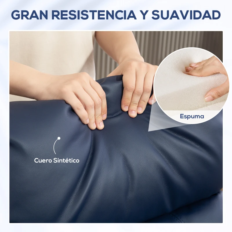 HOMCOM Sillón de Masaje Reclinable con Mando a Distancia Bolsillo Lateral y Temporizador Tapizado en PU 68x88x98 cm Azul Oscuro