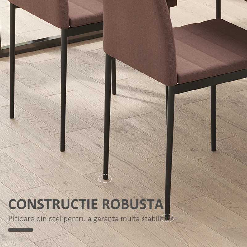 Homcom Set 4 Scaune Moderne – Metal & Material Textil Captusit, Kaki