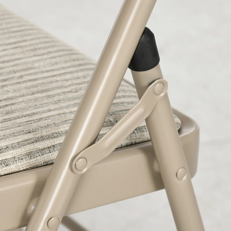 HOMCOM 6er-Set Klappstühle, Tragbare Bürostühle, Stahlbeine, Faltstuhl für Büro, Empfang, Wartezimmer, Leinenoptik Beige(m-8)