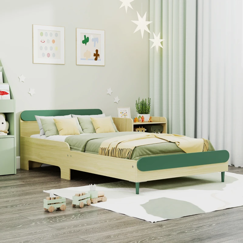 AIYAPLAY Toddler Bed with Safety Rail, for Ages 3-10 Years, 195 x 103 x 60.5cm, Green