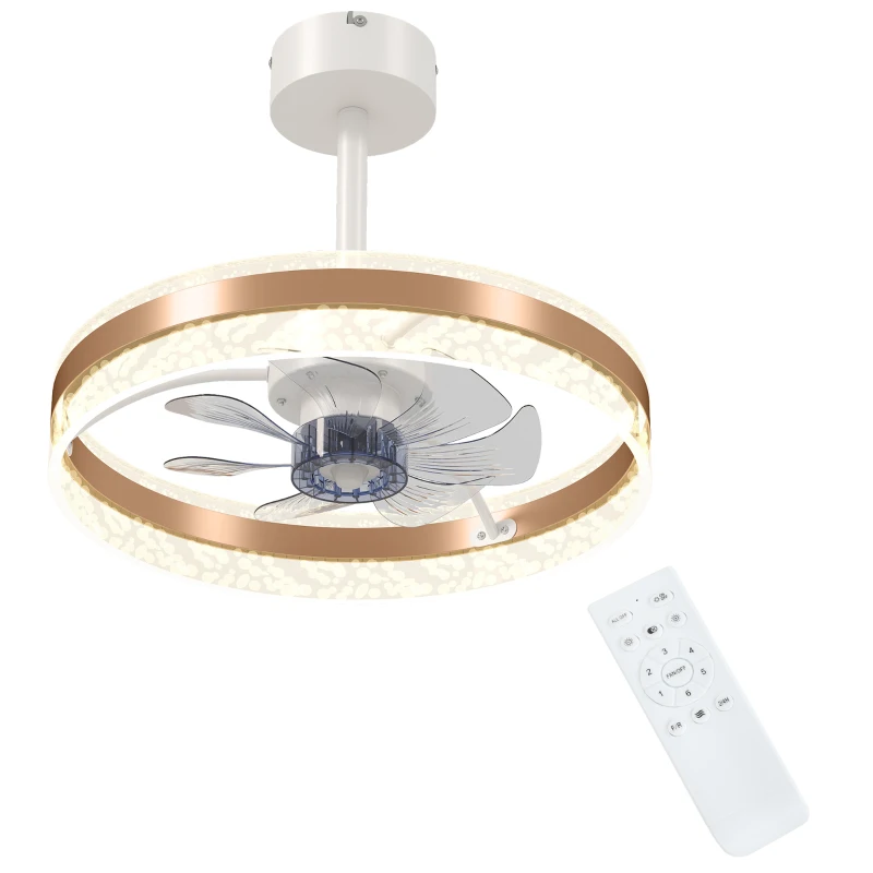 HOMCOM Ceiling Fan with LED Light and Remote - Gold Tone