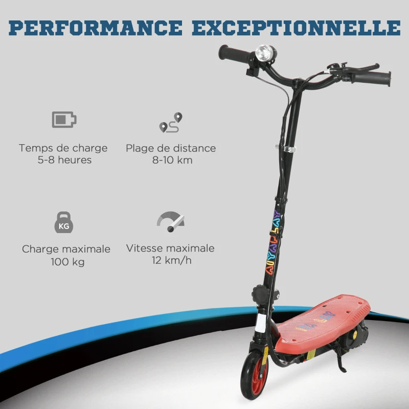 HOMCOM Trottinette électrique 120 W pliable pour enfant 7-14 ans 12 Km/h max. autonomie 10 Km max. rouge