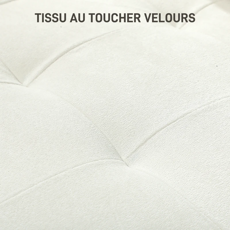 HOMCOM Canapé 3 places en velours, design moderne, coussins épais, pieds en bois d'hévéa, 185 x 79 x 82 cm, crème