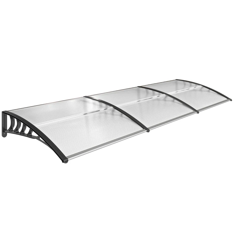 Outsunny Tejadillo de Protección contra Sol y Lluvia Marquesina para Puertas de Exterior Marquesina de Techo Diseño Moderno Aleación de Aluminio 90x295x23,5 cm Transparente