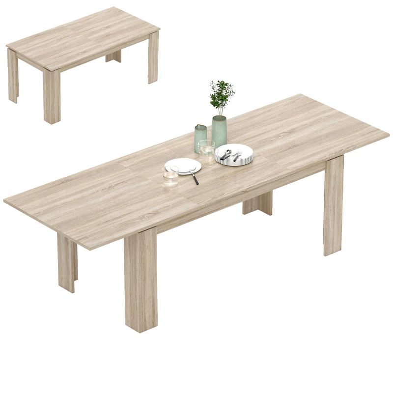 HOMCOM Tavolo da pranzo estendibile, da 180 a 260 cm, per 6-10 persone, in legno