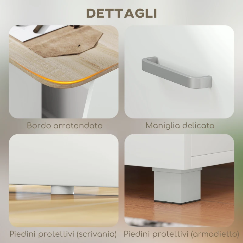 HOMCOM Scrivania con Cassettiera Moderna in Legno, Scrivania PC per Camera e Ufficio, 110x55x75cm