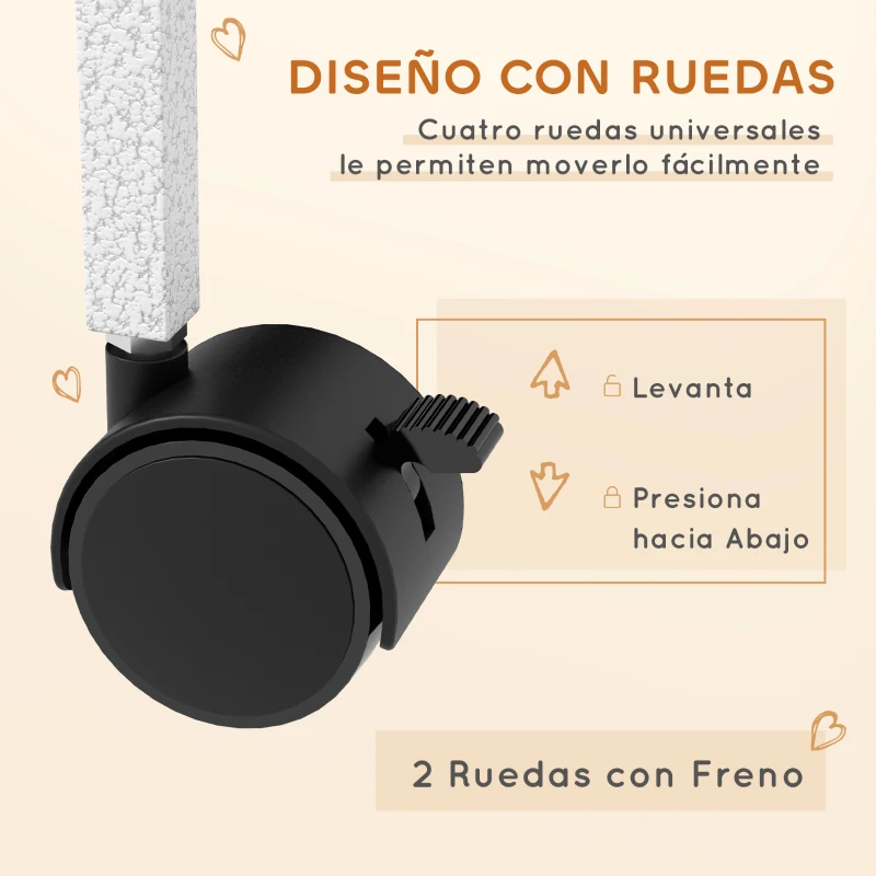 PawHut Jaula para Animales Pequeños con Ruedas Rampas Hamaca y Bandeja Extraíble para Chinchillas Hurones 80x52x128 cm Blanco