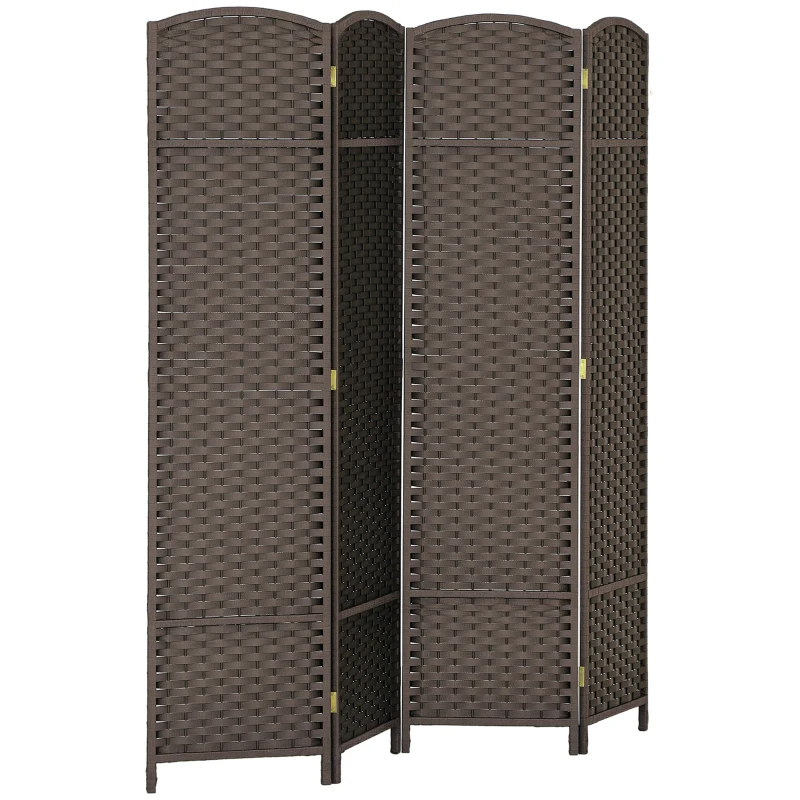 HOMCOM 4-delige Scheidingswand, Opvouwbare Privacywand, Scheidingswand voor Woonkamer, Slaapkamer, Thuisbureau, Bruin(m-10)