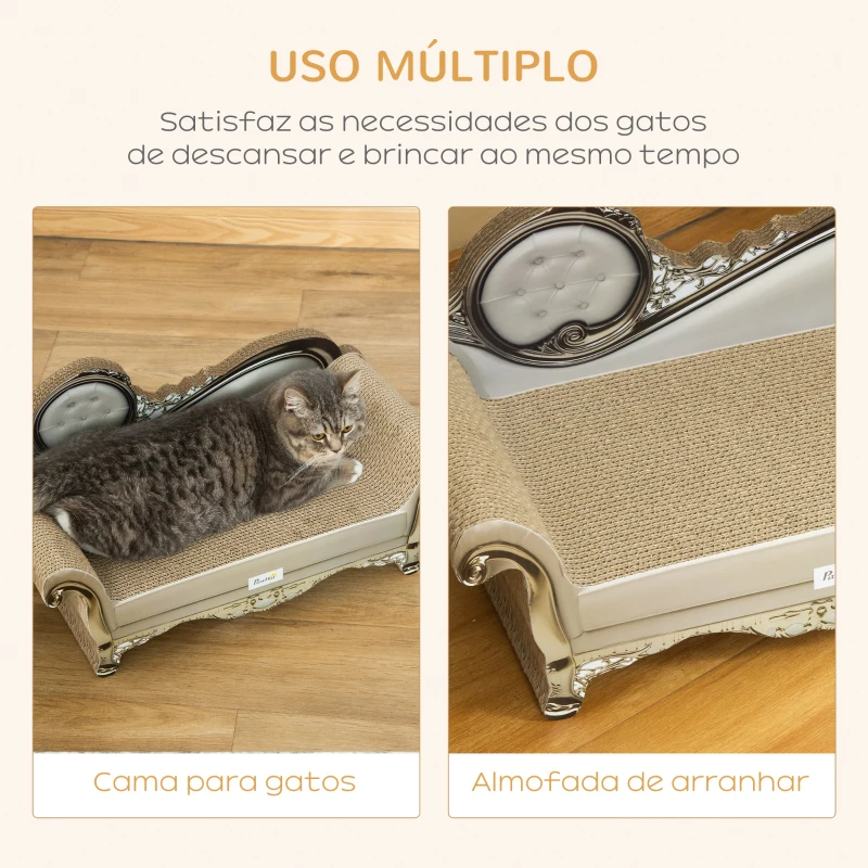 PawHut Arranhador para Gatos em Forma de Sofá 2 em 1 Arranhador para Gatos com Catnip para Interior 60x29,5x29 cm Bege
