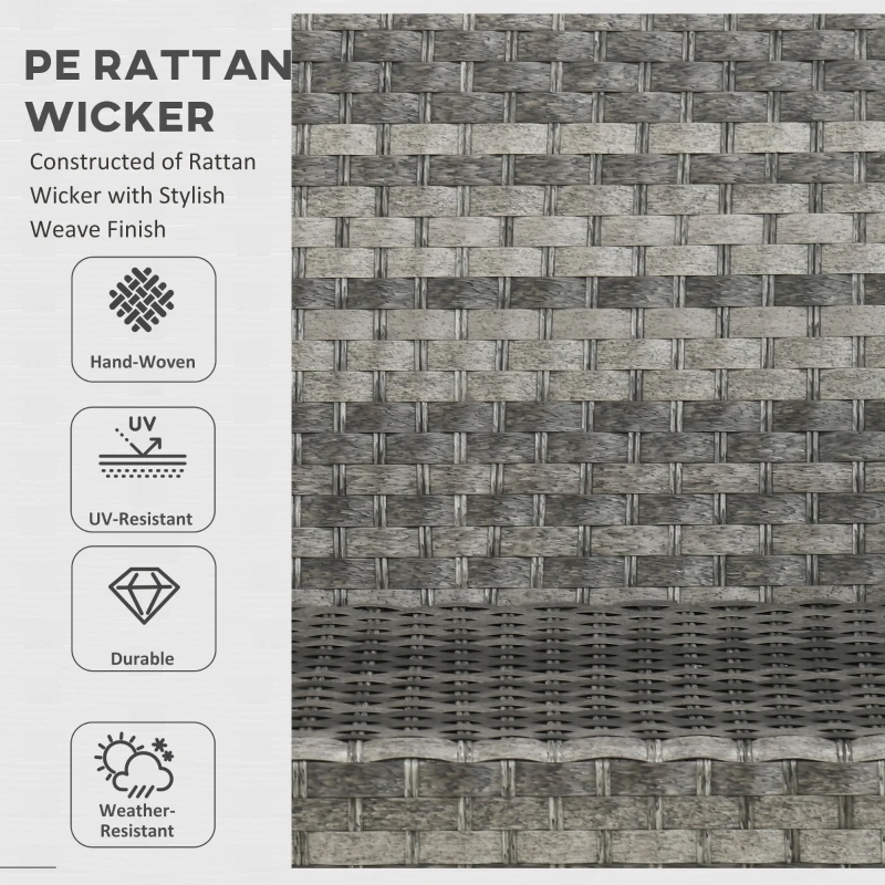 Outsunny Seven-Piece Firepit Table Rattan Sofa Set - Grey