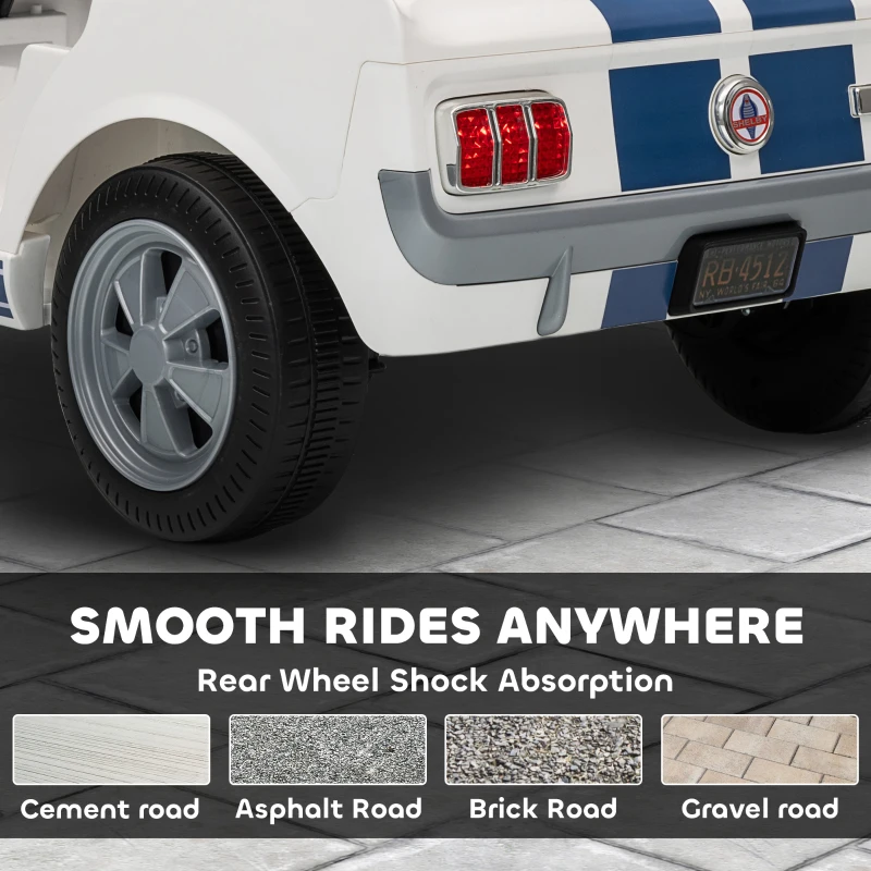 AIYAPLAY Auto elettrica 12V con licenza Ford Shelby GT 350 veicolo elettrico telecomando telecomando 2,4G 3-6 anni bianco