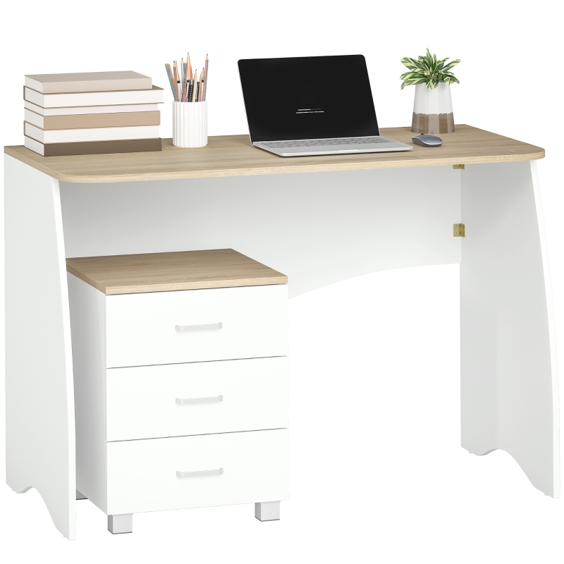 Scrivania JOINHOM Con Cassetti E Ripiano – 110x45x30 Cm – Bianco – Per Casa, Ufficio, Studio
