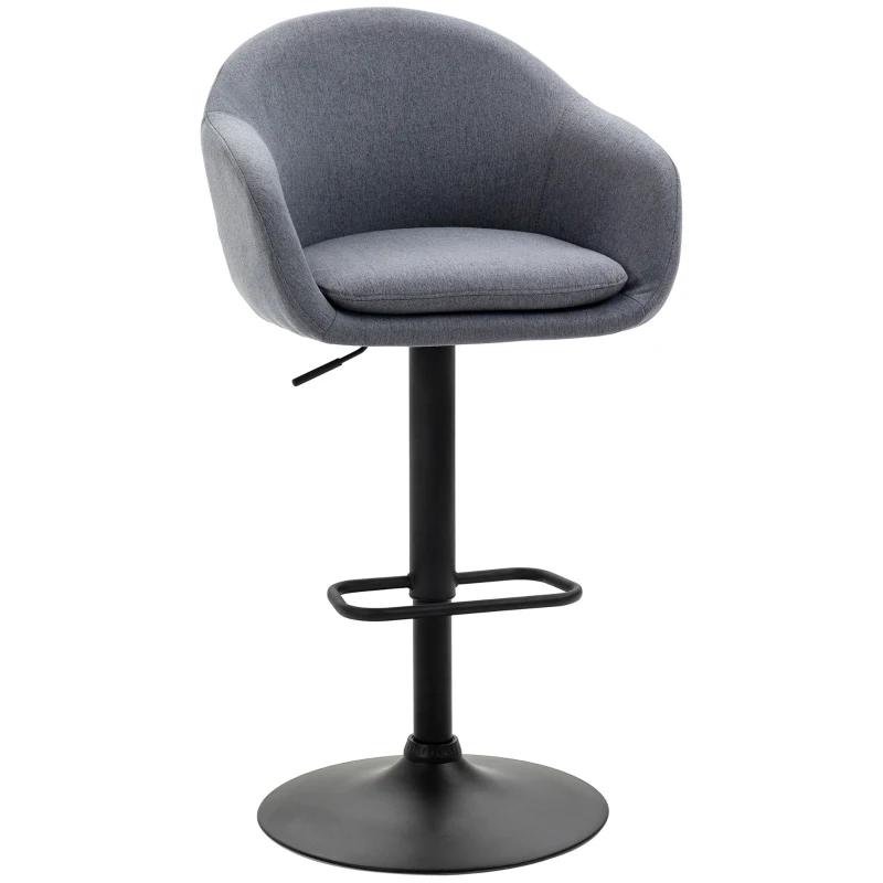 HOMCOM Bar Stool with Footrest; Adjustable Height, Linen-Like, 54 cm x 54 cm x 112 cm, Gray