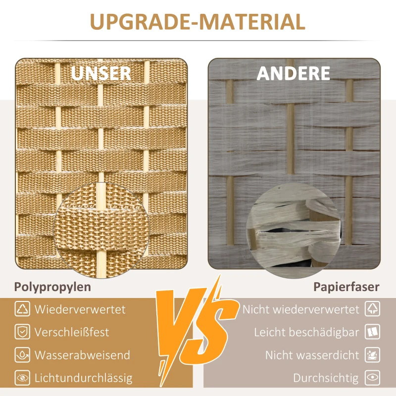 HOMCOM 4-częściowa Przegroda, Składana Przegroda Wzrokowa, Przegroda do Salonu, Sypialni, Biura Domowego, Naturalna