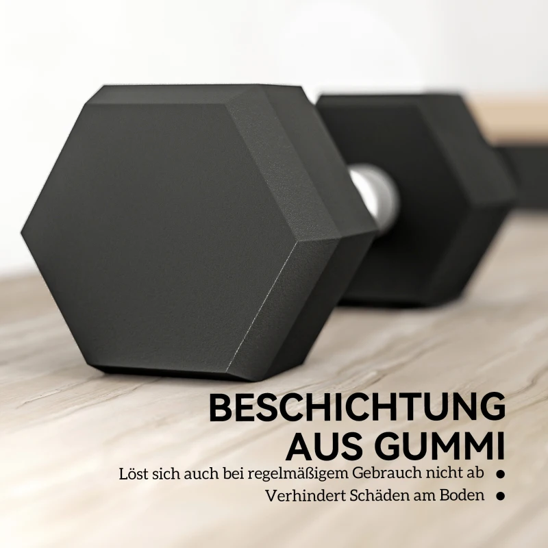 HOMCOM Hexagon Hanteln, 2er Set Hanteln mit gerändeltem Griff, Kurzhantelset aus Gusseisen, 2 x 6 kg, Kurzhanteln für Männer Frauen, Zuhause, Fitnessstudio, Krafttraining