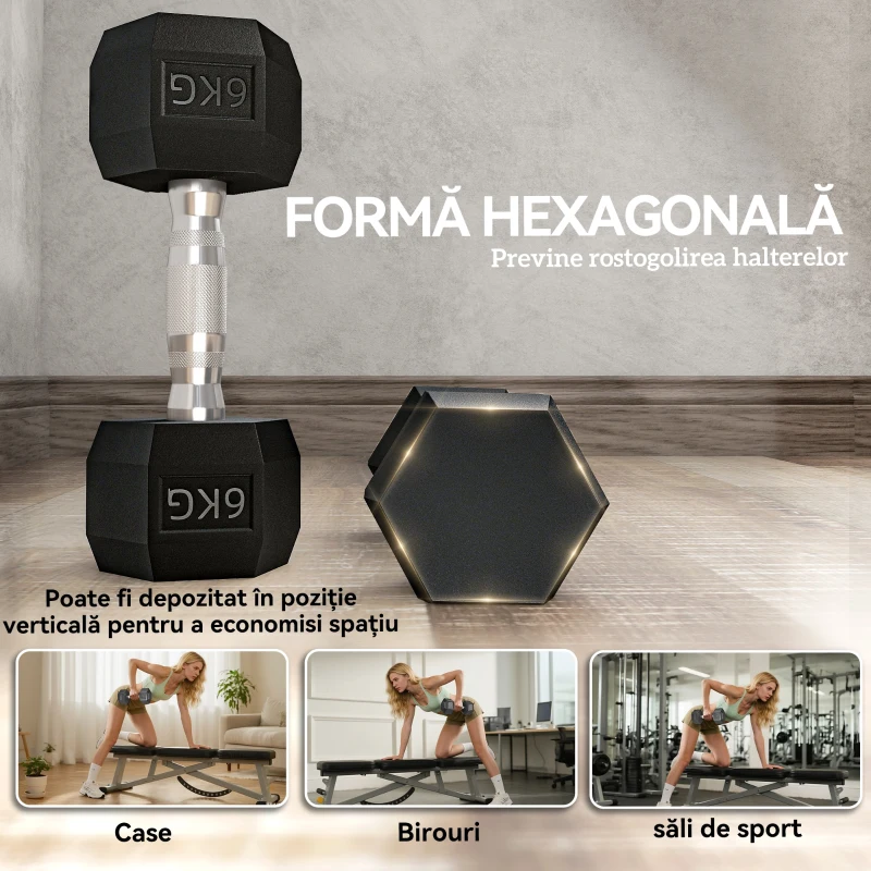HOMCOM Haltere Antiderapant 6kg Negru