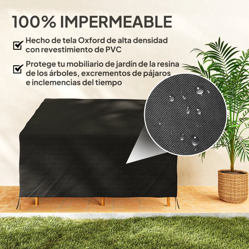 Outsunny Funda para Banco de Jardín de 2 Plazas Tela Oxford 600D con Recubrimiento Impermeable para Patio Terraza 140x84x56/94 cm