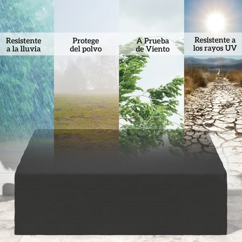 Outsunny Funda para Banco de Jardín de 3-4 Plazas Tela Oxford 600D con Recubrimiento Impermeable para Terraza 218x111x63/101 cm