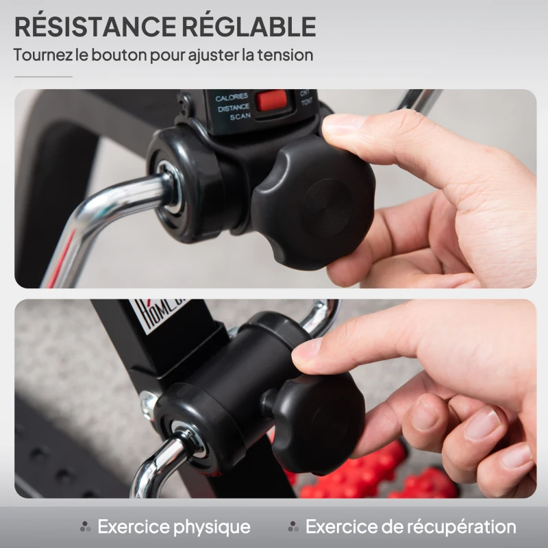 HOMCOM Vélo d'entraînement pour la rééducation des bras et des jambes avec hauteur et largeur réglable, masseurs, LCD, noir