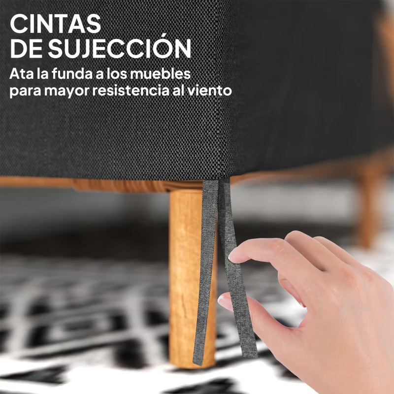 Outsunny Funda para Banco de Jardín de 2 Plazas Tela Oxford 600D con Recubrimiento Impermeable para Patio Terraza 140x84x56/94 cm