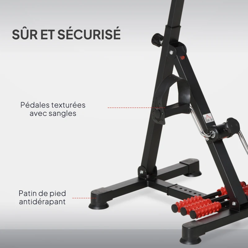 HOMCOM Vélo d'entraînement pour la rééducation des bras et des jambes avec hauteur et largeur réglable, masseurs, LCD, noir