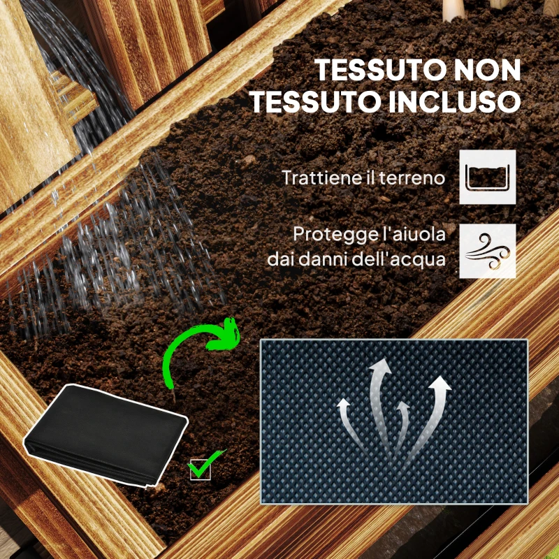 Outsunny Fioriera Verticale a Doghe con 3 Vasi Rimovibili, in Legno di Abete, 60x16x80 cm, Marrone Bruciato