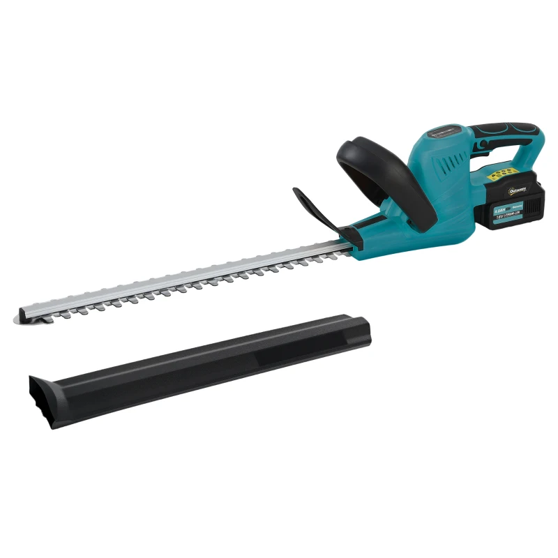 Outsunny Taille-haie électrique sans fil avec lame de 51cm, moteur, batterie Bleu