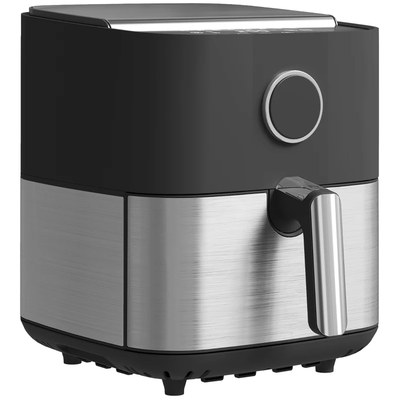 HOMCOM Friteuse à Air de 8L, Air Fryer 1700W avec 8 Programmes et Circulation d'Air Chaud à 360°, Affichage LED, Noir