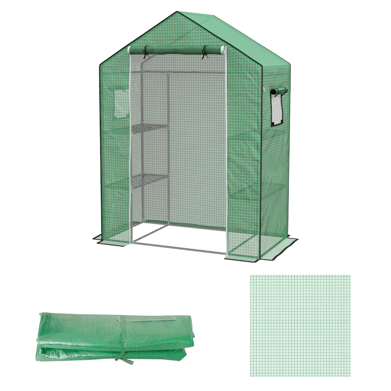 Outsunny Ersatzfolie für Gewächshaus, Ersatzabdeckung mit UV-Schutz, Rolltür, Seitenfenster, 140 x 73 x 190 cm, Grün